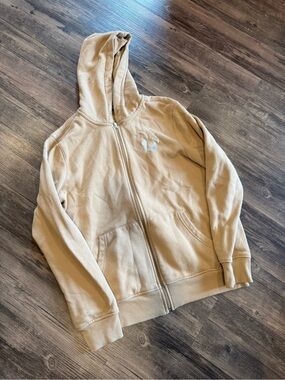 True Religion Beige Full Zip Up Hoodie Sweatshirt Men's M Graphic